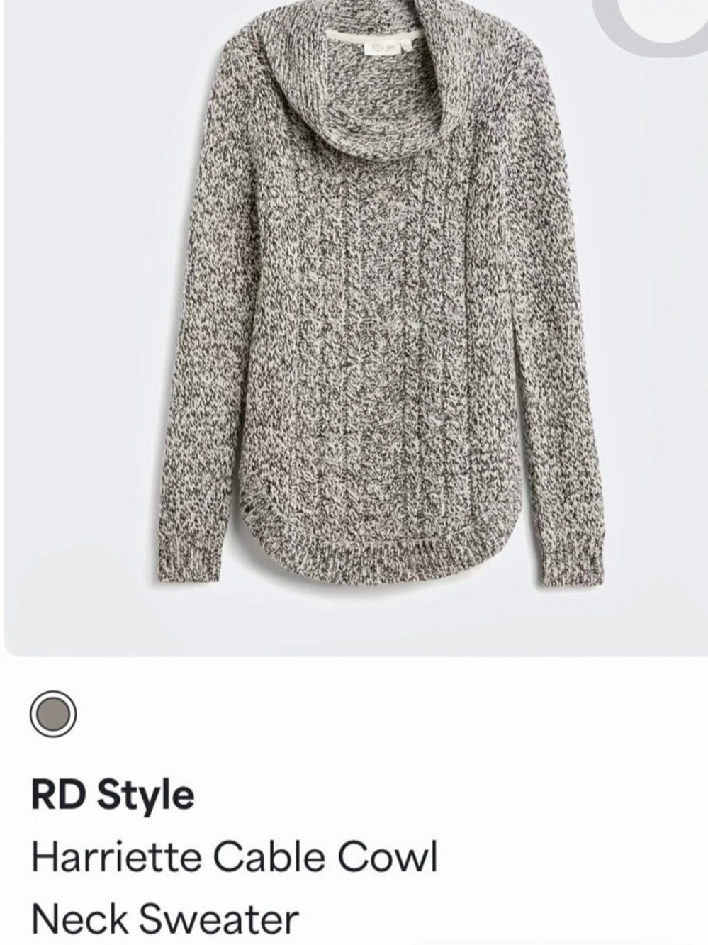 RD Style Harriette Cable Cowl Neck Sweater in Gray Size XL NWOT